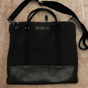 Want Les Essentiaels - Slim tote bag. Black leather and canvas